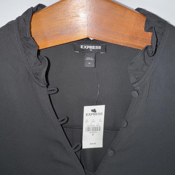 NWT Express Black Button Up Blouse - Medium - Picture 2 of 7